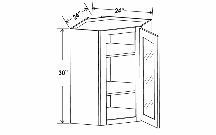 Treasure Chest DCW2430GD: Wall Diagonal Glass Door Corner Cabinet: Assembled Kitchen Cabinets
