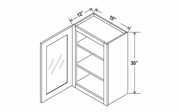 Treasure Chest W1530GD: 30"High Wall Cabinet With 1 Glass Door: Assembled Kitchen Cabinets