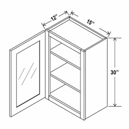 Treasure Chest W1530GD: 30"High Wall Cabinet With 1 Glass Door: Assembled Kitchen Cabinets