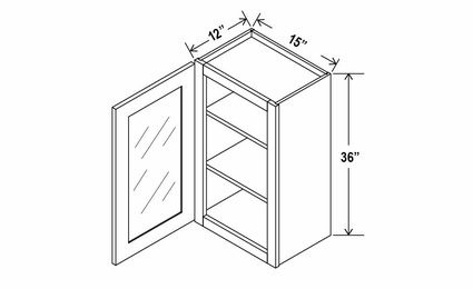 Treasure Chest W1536GD: 36"High Wall Cabinet With 1 Glass Door: Assembled Kitchen Cabinets
