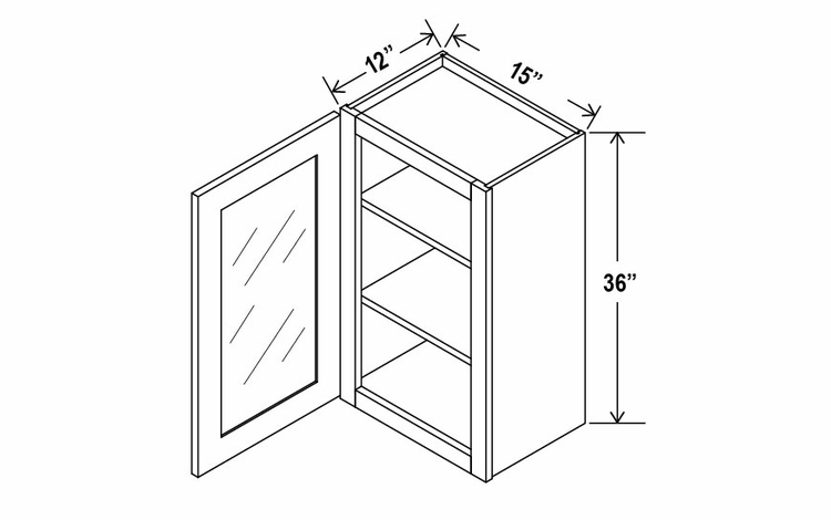 Treasure Chest W1536GD: 36"High Wall Cabinet With 1 Glass Door: Assembled Kitchen Cabinets