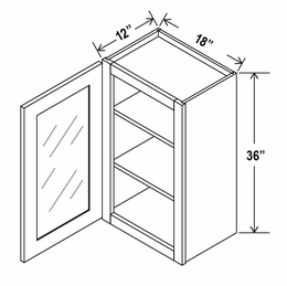 Treasure Chest W1836GD: 36"High Wall Cabinet With 1 Glass Door: Assembled Kitchen Cabinets