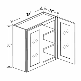 Treasure Chest W2430GD: 30"High Wall Cabinet With 2 Glass Doors: Assembled Kitchen Cabinets