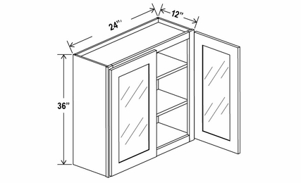 Treasure Chest W2436GD: 36"High Wall Cabinet With 2 Glass Doors: Assembled Kitchen Cabinets