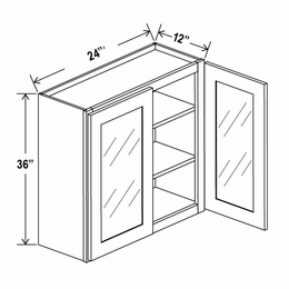 Treasure Chest W2436GD: 36"High Wall Cabinet With 2 Glass Doors: Assembled Kitchen Cabinets