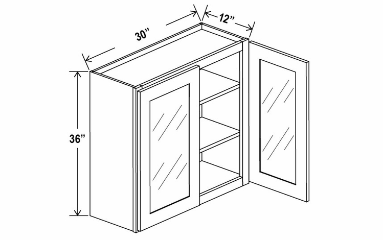 Treasure Chest W3036GD: 36"High Wall Cabinet With 2 Glass Doors: Assembled Kitchen Cabinets