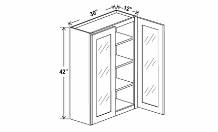 Treasure Chest W3042GD: 42"High Wall Cabinet With 2 Glass Doors: Assembled Kitchen Cabinets