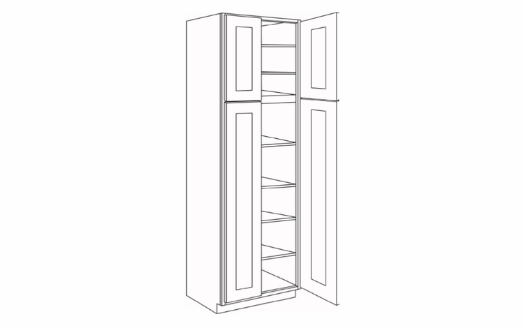 UC2424X84: Double Door Utility Cabinets: Country Oak Honey Kitchen Cabinets