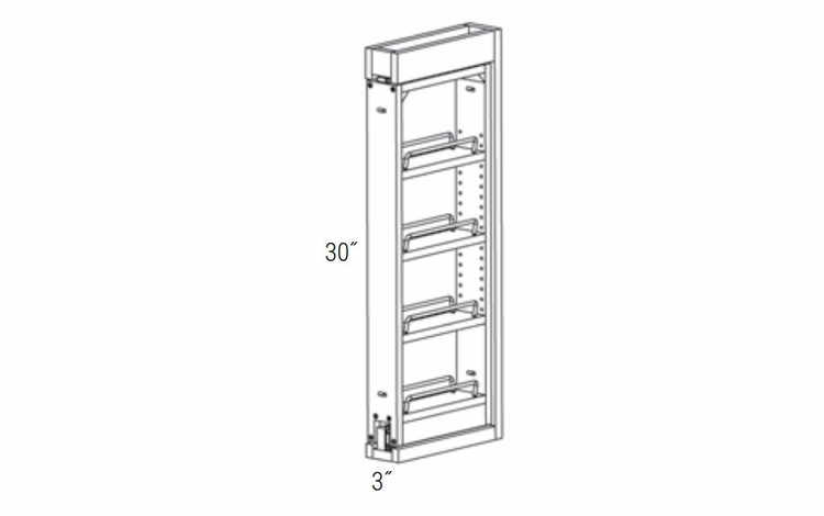 Upton Brown WF330PULL-SFTCLOSE: Wall Filler Pullout with Soft Close: RTA Kitchen Cabinets