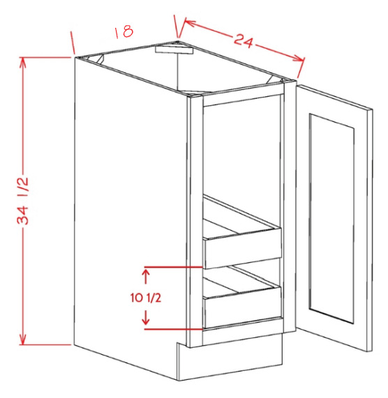 Casselberry Antique White Single Full Height Door Two Rollout Shelf Base