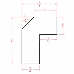 USCD Casselberry Saddle ALRM: Angle Light Rail Molding: RTA Kitchen Cabinet