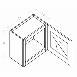USCD Haven Dune W2118GD: Single Door Prepped for Glass Stacker Wall Cabinet: RTA Kitchen Cabinets