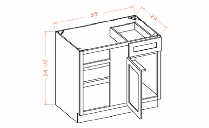 USCD Haven Ember BBC42: Blind Base Cabinet: RTA Kitchen Cabinets