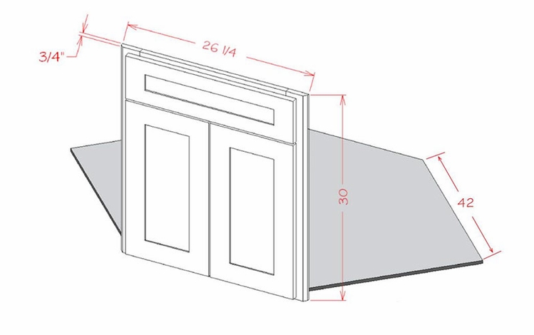 USCD Haven Ember DCFF42: Diagonal Corner Sink Kit: RTA Kitchen Cabinet