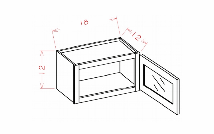 USCD Haven Ember W1812GD: Single Door Prepped for Glass Stacker Wall Cabinet: RTA Kitchen Cabinets