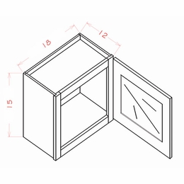 USCD Haven Ember W1815GD: Single Door Prepped for Glass Stacker Wall Cabinet: RTA Kitchen Cabinets