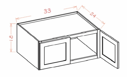 USCD Haven Ember W331824: Wall Refrigerator Cabinet 18" High (24" Deep): RTA Kitchen Cabinets
