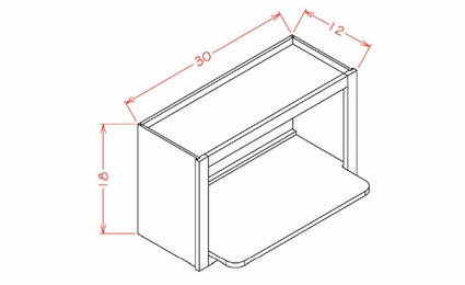 USCD Haven Ember WMS3018: Wall Microwave Shelf Cabinet: RTA Kitchen Cabinets