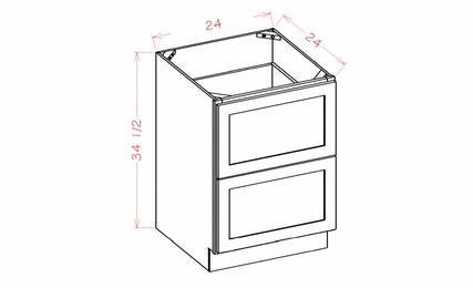 USCD Oxford Mist 2DB24: Two Drawer Base Cabinet: RTA Kitchen Cabinets