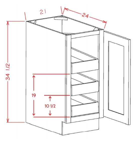 USCD Oxford Mist B21FH3RS Single Full Height Door, Three Rollout Shelf