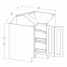 USCD Oxford Mist LSB33: Base Easy Reach Cabinet With Lazy Susan Trays : RTA Kitchen Cabinets