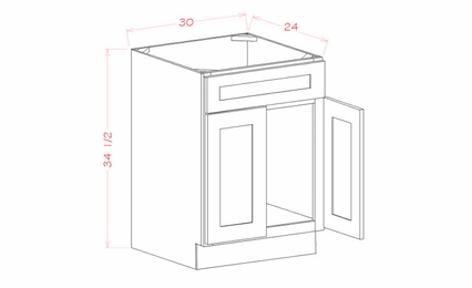 USCD Oxford Mist SB30S: Sink Base Cabinet: RTA Kitchen Cabinets