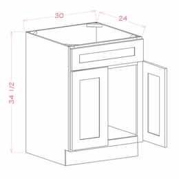 USCD Oxford Mist SB30S: Sink Base Cabinet: RTA Kitchen Cabinets