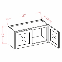 USCD Oxford Mist W2712GD: Double Door Prepped for Glass Stacker Wall Cabinet: RTA Kitchen Cabinets