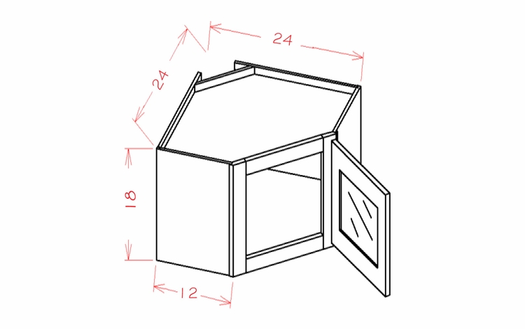 USCD Oxford Sage DCW2418GD: Glass Door Diagonal Corner Stacker Cabinet: RTA Kitchen Cabinet