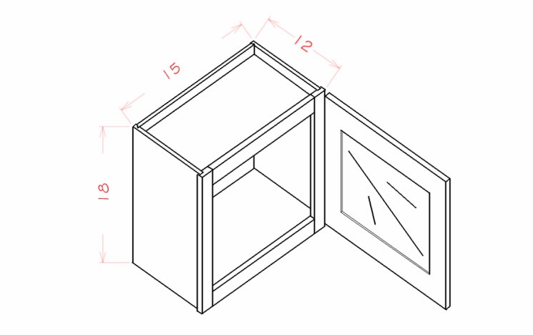 USCD Oxford Sage W1518GD: Single Door Prepped for Glass Stacker Wall Cabinet: RTA Kitchen Cabinets