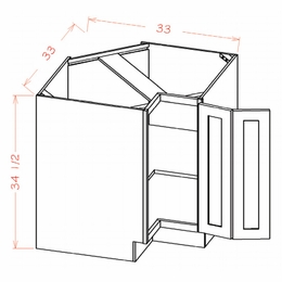 USCD Oxford Toffee BER33: Base Easy Reach Cabinet: RTA Kitchen Cabinets