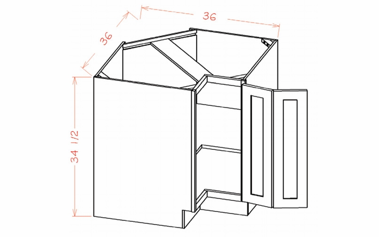 USCD Oxford Toffee BER36: Base Easy Reach Cabinet: RTA Kitchen Cabinets