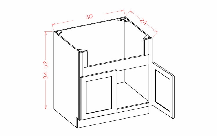 USCD Oxford Toffee FSB30: Farm Sink Base Cabinet: RTA Kitchen Cabinets