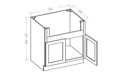 USCD Oxford Toffee FSB30: Farm Sink Base Cabinet: RTA Kitchen Cabinets