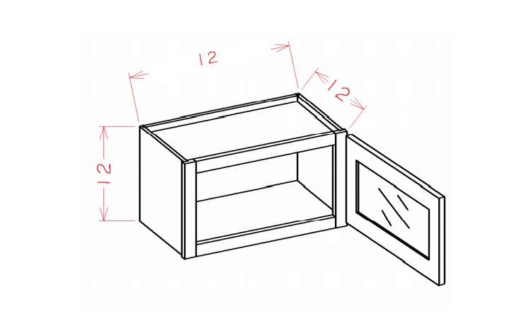 USCD Oxford Toffee W1212GD: Single Door Prepped for Glass Stacker Wall Cabinet: RTA Kitchen Cabinets