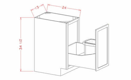 USCD Oxford White B15FHTCPO: Full Height Door Base With Single Trash Can Pullout: RTA Kitchen Cabinets