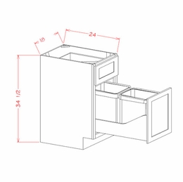 USCD Oxford White B18TCPO: Base With Double Trash Can Pullout: RTA Kitchen Cabinets