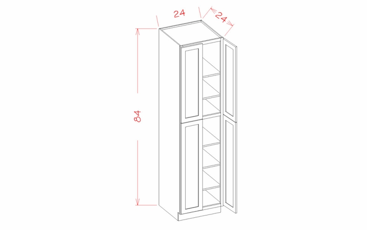 USCD Oxford White U308424: Utility Cabinet - Four Doors: RTA Kitchen Cabinets