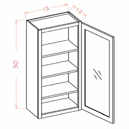 USCD Oxford White W1530GD: Prepped for Glass Wall Cabinet - Single Door: RTA Kitchen Cabinets