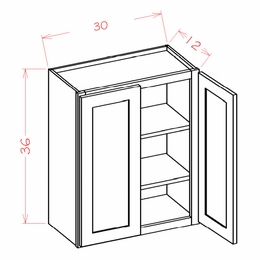 USCD Oxford White W3036: 36" High Wall Cabinet - Double Door: RTA Kitchen Cabinets