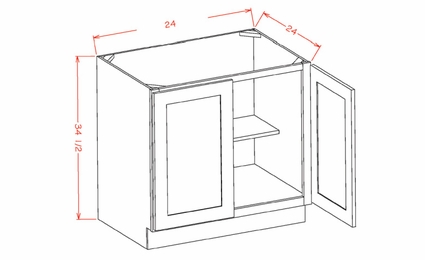 USCD Shaker Antique White B24FH: Full Height Double Door Base Cabinet: RTA Kitchen Cabinet