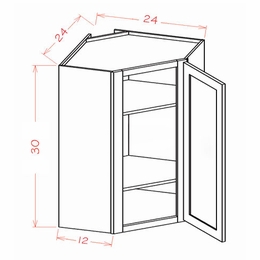 USCD Shaker Antique White DCW2430: Diagonal Corner Wall Cabinet: RTA Kitchen Cabinet