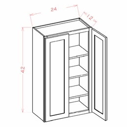 USCD Shaker Antique White W2442: 42" High Wall Cabinet - Double Door: RTA Kitchen Cabinet