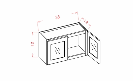USCD Shaker Antique White W3318GD: Double Door Glass Door Wall Stacker Cabinet: RTA Kitchen Cabinet