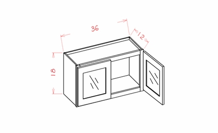 USCD Shaker Antique White W3618GD: Double Door Glass Door Wall Stacker Cabinet: RTA Kitchen Cabinet