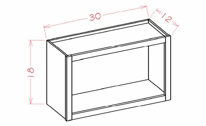 USCD Shaker Antique White WOC3018: Wall Open Cabinet: RTA Kitchen Cabinet