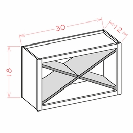 USCD Shaker Antique White WXRSHELF: Wall Open Cabinet X Rack Insert: RTA Kitchen Cabinet