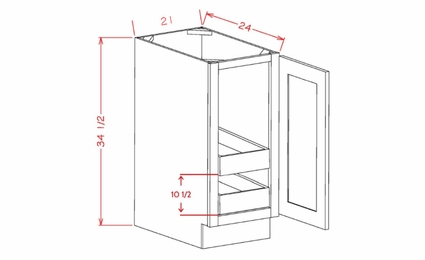 USCD Shaker Black B21FH2RS: Single Full Height Door With Two Rollout Shelf Base Cabinet: RTA Kitchen Cabinet