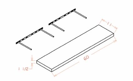USCD Shaker Black FS60: Floating Shelf: RTA Kitchen Cabinet