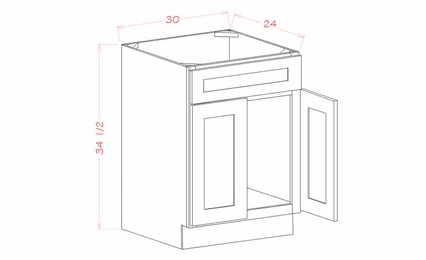 USCD Shaker Black SB30S: Sink Base Cabinet: RTA Kitchen Cabinet